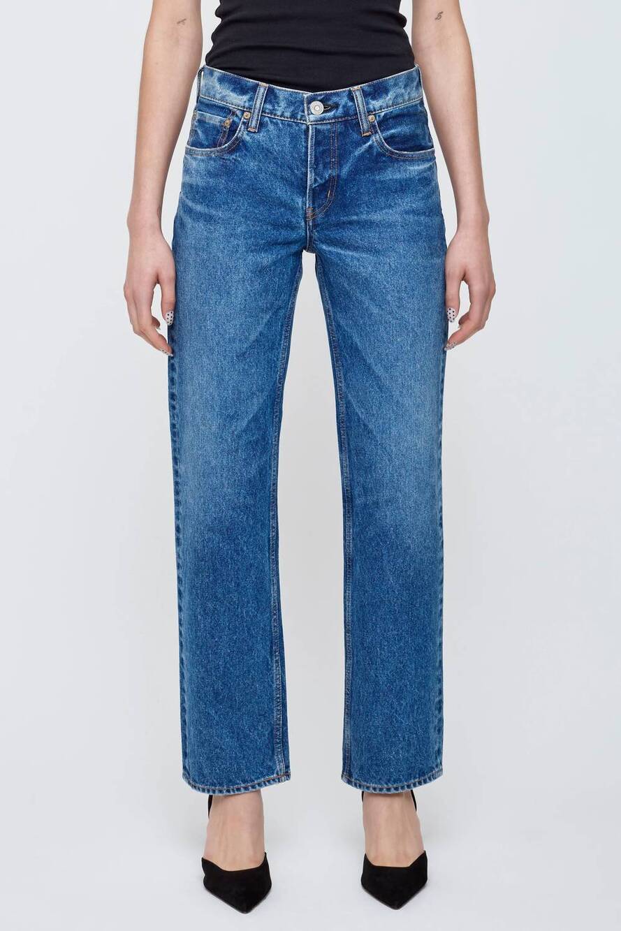 NEW MOUSSY philadelphia straight low jeans in blue